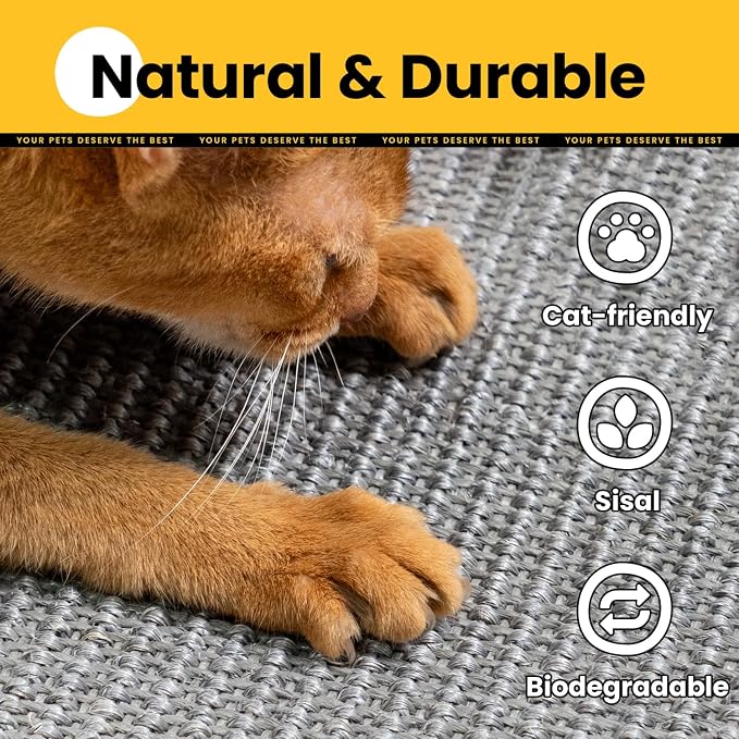 Cat Scratcher Mat, Natural Sisal Cat Scratch Pad, Horizontal Floor Cat - Image 5