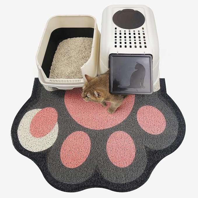 Cute Cat Litter Mat 35”x24”, Litter Box Mat, Litter Trapping Mat, Soft on Kitty by Rarenut