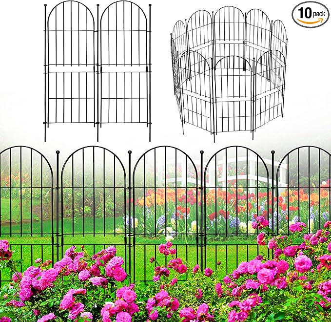 Decorative Garden Fence 31in x10ft, 10 Pack No Dig Fence Animal Barrier by Thrivinest