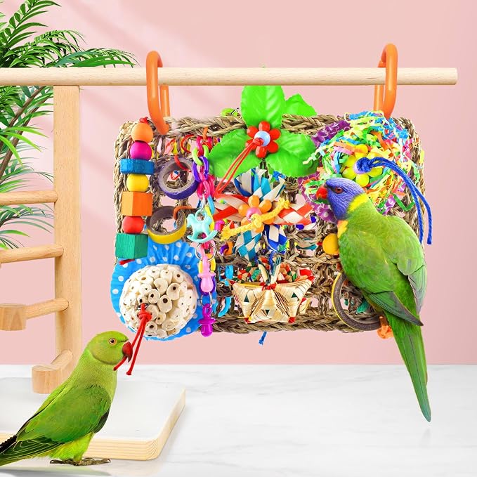 KATUMO Parrot Toys, Large-Sized Bird Shredder Wall Mat Parakeet Foraging - Image 4