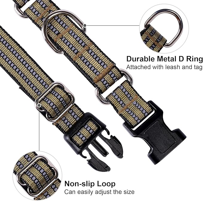 Martingale Dog Collar, Adjustable Nylon Reflective Collar - Image 3