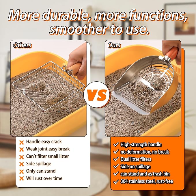 Stainless Steel Metal Cat Litter Scoop - Image 2