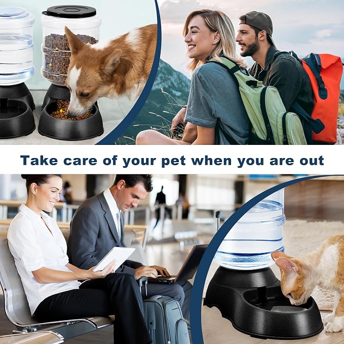 2 Pack Automatic Cat Feeder and Water Dispenser in Set Pet Food Bowl - Image 6