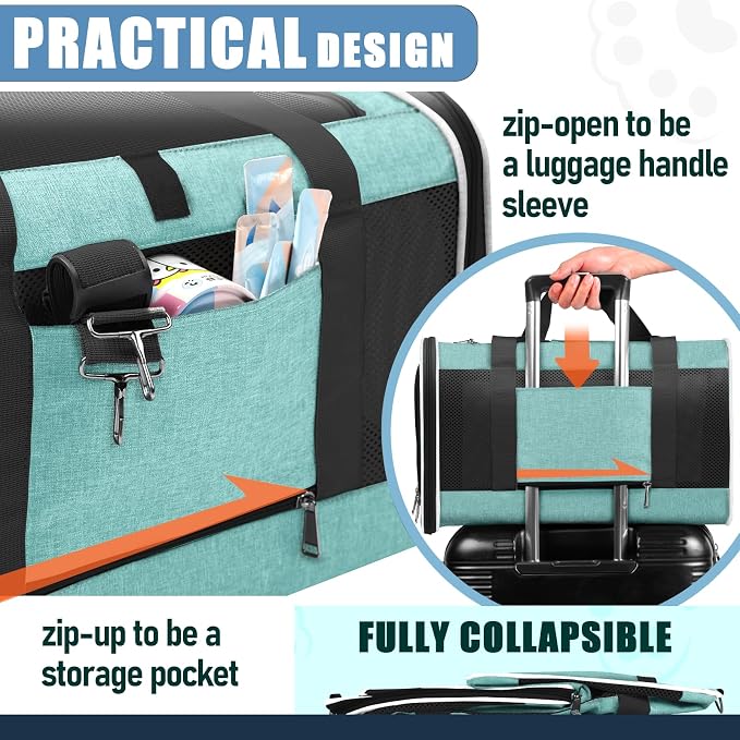 Soft Cat Carrier Large Cat 20 lbs/Kitty Cat Travel Crate - Image 6