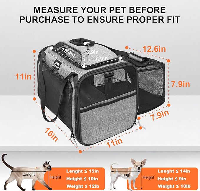 Top and Side Expandable Pet Carriers, in-Cabin Travel Carrier - Image 3