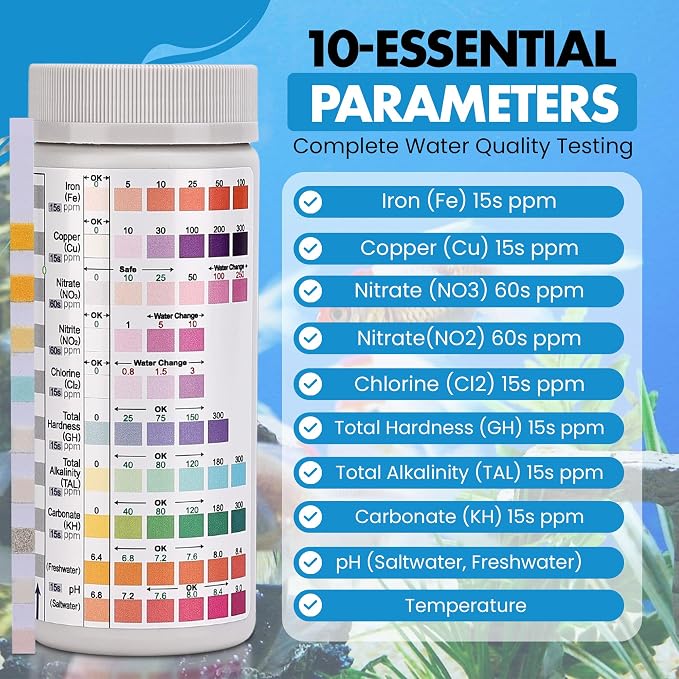 10 in 1 - Aquarium Test Strips | 100 Fast & Accurate Strips | Fish Tank - Image 3