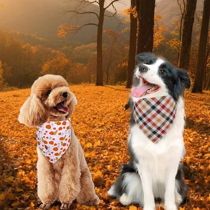 Fall Dog Bandanas Large 3PCS, 6 Pattern Thanksgiving Scarf - Image 6