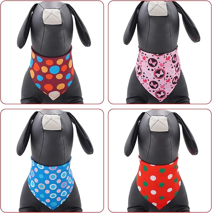 30 Pack Large Polka Dot Dog Bandanas Stitch Dog Bandana Bulk Reversible Print - Image 4
