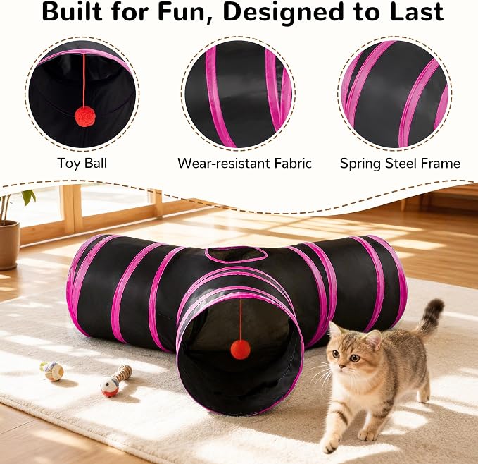 Tempcore Pet Tube Toys 3 Way Collapsible, Cat Tunnels - Image 7