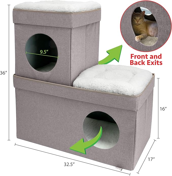 Kitty City Large Stackable Cat Condo & Cube House, Modular Indoor Cat Furniture - Image 6