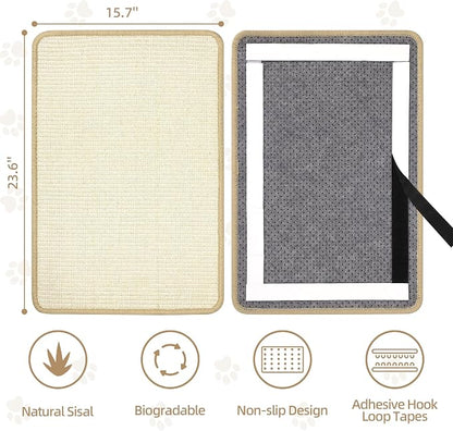 White Cat Scratching Mat Sisal, 2 Packs Sisal Fabric Large Cat Scratching Pad - Image 2