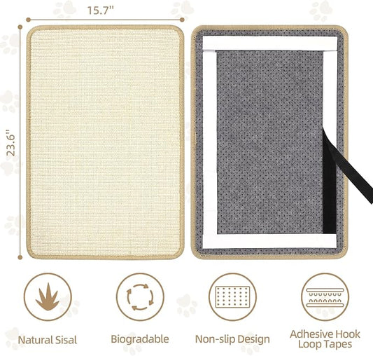 White Cat Scratching Mat Sisal, 2 Packs Sisal Fabric Large Cat Scratching Pad - Image 2