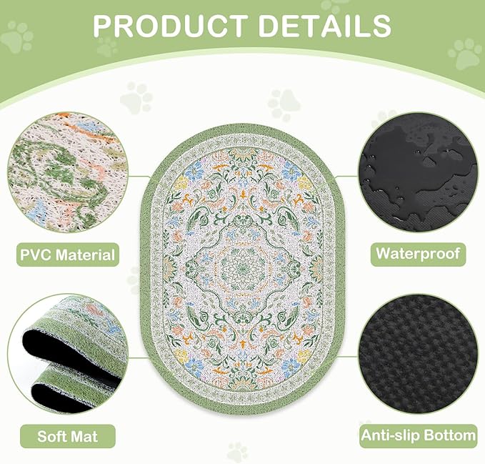 Bienbee Cat Litter Mat, Urine and Water Proof, Bean-Green XL - Image 3