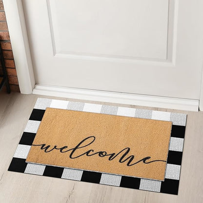 Tinideya 2 Pcs Door Mat Welcome Non Slip Coir Mats Floor Layering Doormats - Image 5