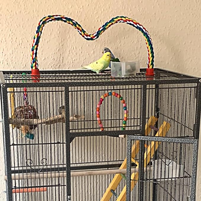 Bird Rope Perches for Parrots, Cockatiels, Budgie Cages Comfy Birds Colorful - Image 3