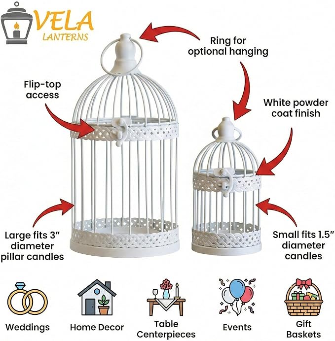 Vela Lanterns Bird Cage Decor Candle Holder Lantern Decorative Wedding Table - Image 6