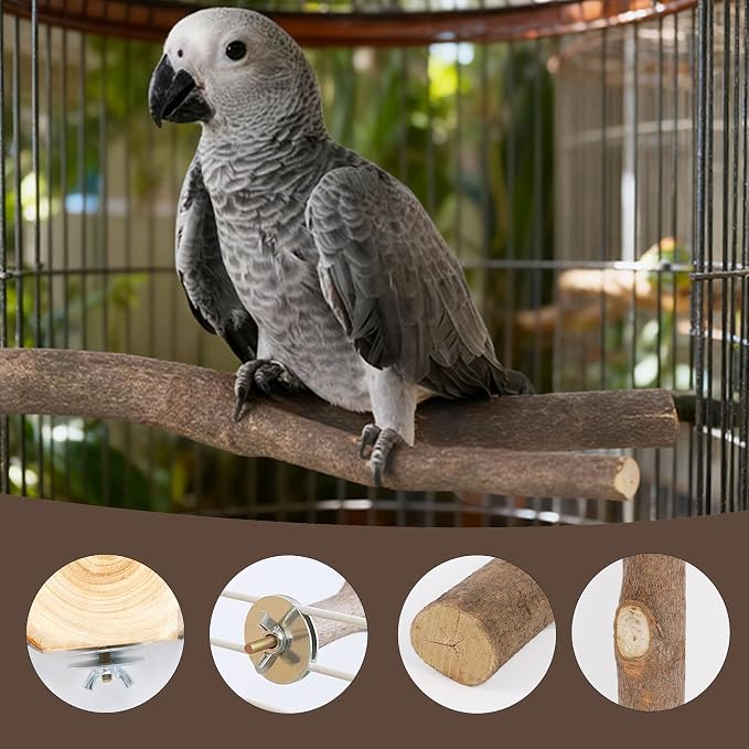 6 PCS Bird Perch Set, Natural Birch Wood Straight & Forked Perches - Image 7