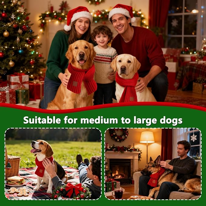 BWOGUE 2-Piece Knitted Dog Christmas Scarf & Bandana - Image 6