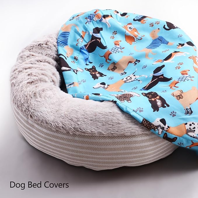 Round Replacement Dog Bed Covers Elastic Edged Washable Pet Bed Protector - Image 5