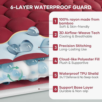 OhGeni 100% Waterproof Mattress Protector, Queen Size Mattress Soft Pad - Image 2