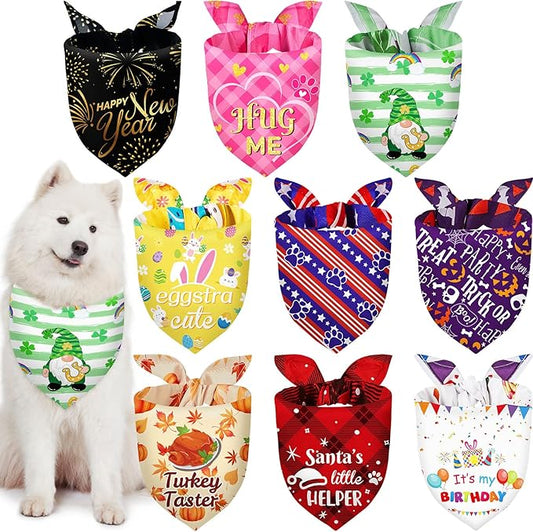 Weewooday 9 Pcs Holiday Dog Bandanas St' Patrick's Day Easter Bandanas Birthday by Weewooday
