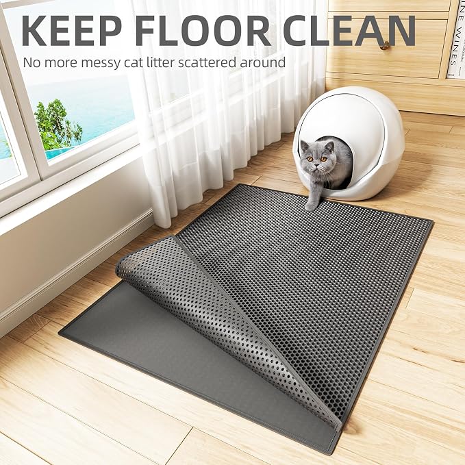 ESTHELLO Cat Litter Mat Large, Cat Litter Trapping Mat, Honeycomb Double Layer - Image 7
