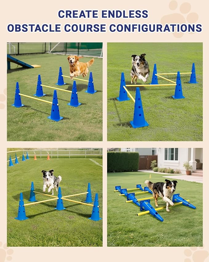 Dog Agility Course Backyard Set, Dog Agility Hurdle Cone Set - Image 6