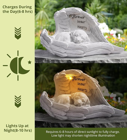 Pet Dog Solar Garden Memorial Statue – Outdoor Resin Angel Puppy - Image 3