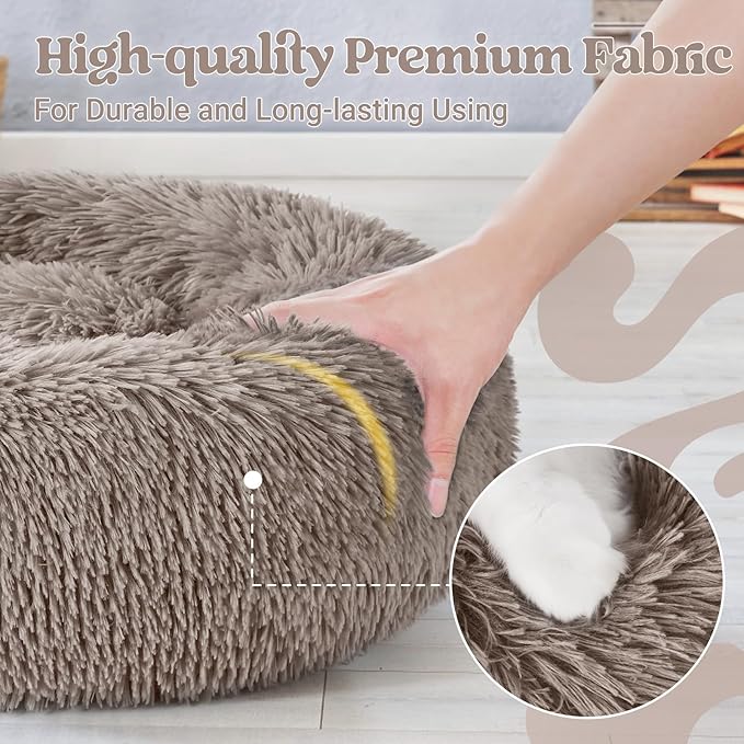 rabbitgoo Cat Beds for Indoor, 20 inches Machine Washable, Fluffy Round Pet Bed - Image 6