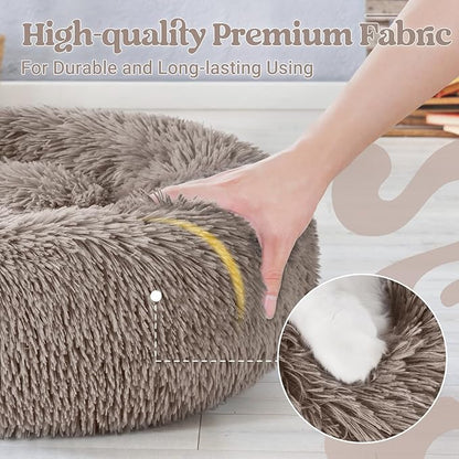 rabbitgoo Cat Beds for Indoor, 20 inches Machine Washable, Fluffy Round Pet Bed - Image 6