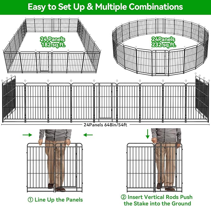 Heavy Duty Dog Playpen: 24 Steel Panels 47" Height, Square Steel Pipe - Image 8