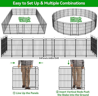 Dog Fence Outdoor 24 Piece Panels 32" Height, Square Steel Pipe - Image 8