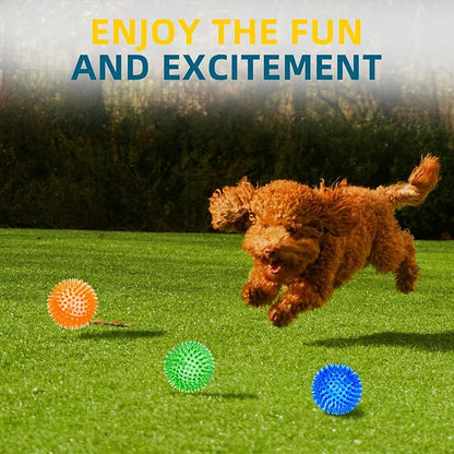 SHARLOVY 3'' Squeaky Balls for Small Dogs, 4 Colors Spiky Dog Balls for Puppy - Image 8