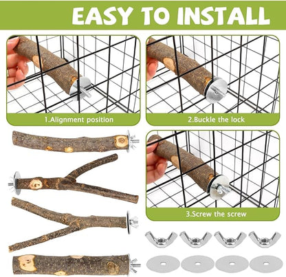 5PCS Natural Wood Bird Perch Set - Image 5