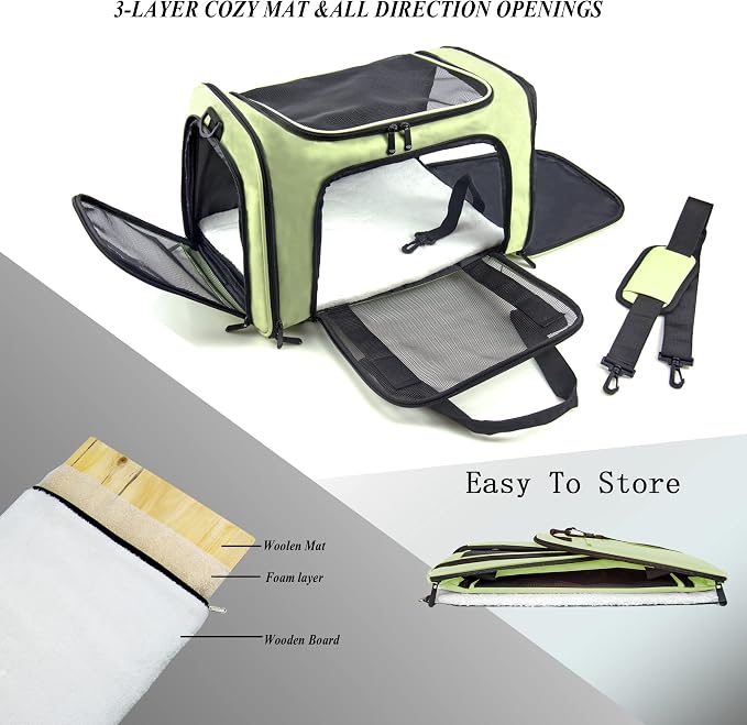 Soft Sided Carrier for Small Medium Cats Dogs, Removable Pad Collapsible Travel - Image 2