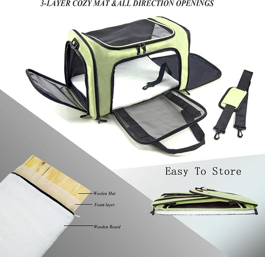Soft Sided Carrier for Small Medium Cats Dogs, TSA Airline Approved Collapsible - Image 2