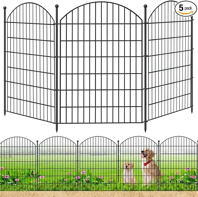 Decorative Garden Fence 40in x12ft, 5 Pack No Dig Fence Animal Barrier by Thrivinest