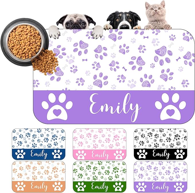Personalized Dog Cat Mat with Name Photo Custom Placemat Feeding Mats by MYESCUSTOM
