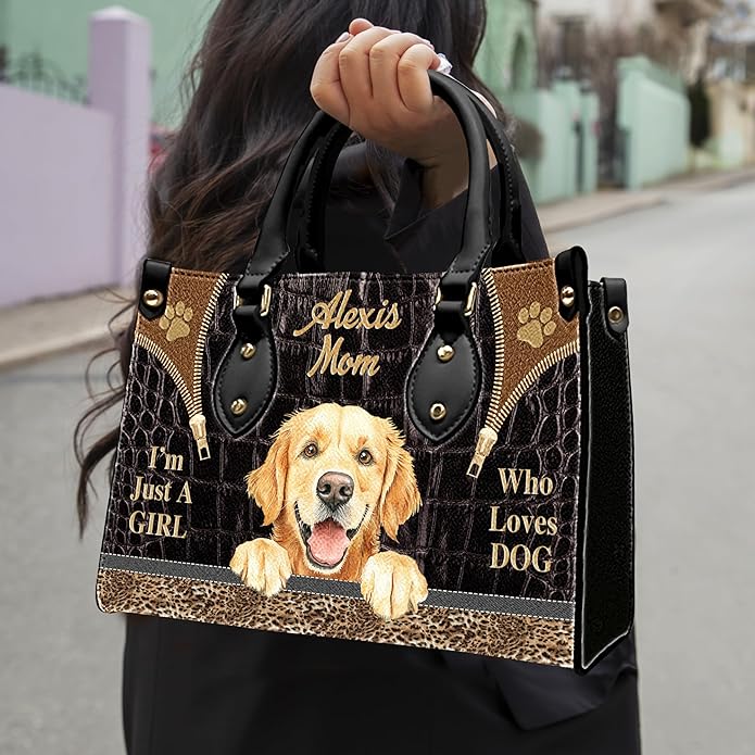 Personalized Pet Mom Leather Handbag – Custom Name Dog Cat Photo Purse - Image 2
