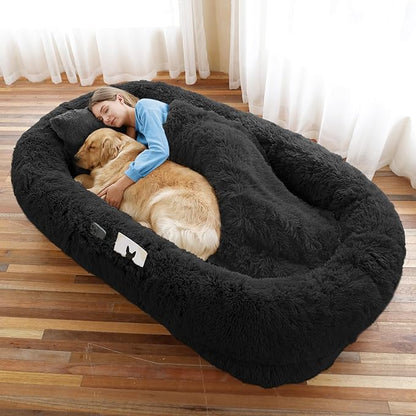 Human Dog Bed, Washable Faux Fur Pet Bed by WROS