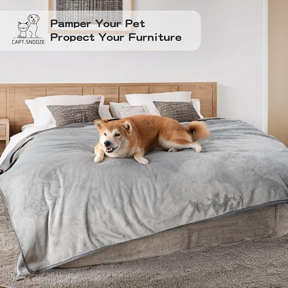 Waterproof Dog Blankets Light Grey, Soft Fluffy Sofa Car Bed Protector - Image 6