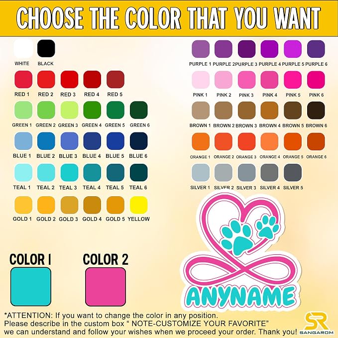 Custom Pet Name Sticker Personalized Text Infinity Heart Pawprint Animal Lovers - Image 2