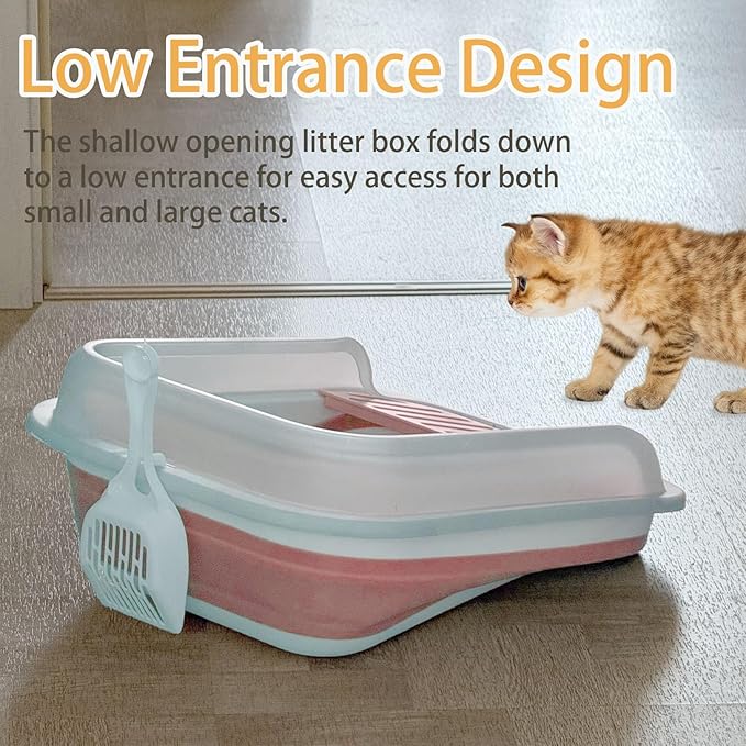 Low Entry Kitten Litter Box, Collapsible Cat Litter Box, Open Small Cat - Image 5