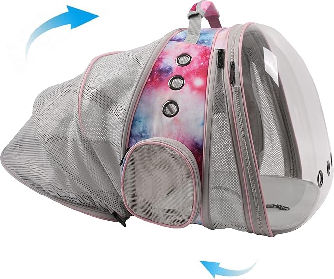 Galaxy Pink Dual Expandable Cat Backpack Carrier, Fit up to 20 lbs, Expandable by halinfer