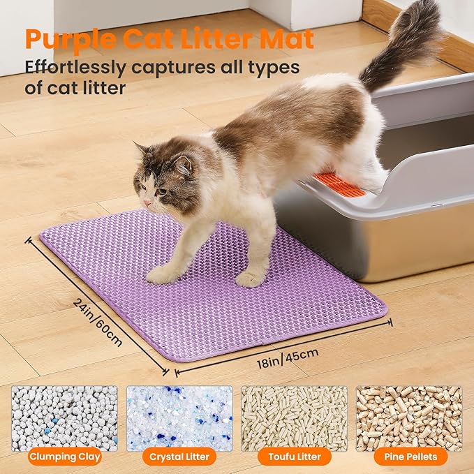 Cat Litter Mat, 24x18 Inches Large Double Layer Honeycomb Cat Litter Trapping - Image 2