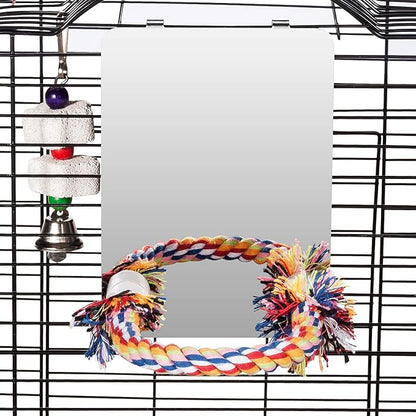 Colorday 7" Bird Mirror with Rope Perch, Bird Swing, Parrot Cage Toys - Image 4