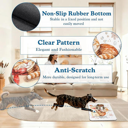 Cat Dog Cat Food Mat–Christmas Stocking Absorbent Waterproof Placemat - Image 4