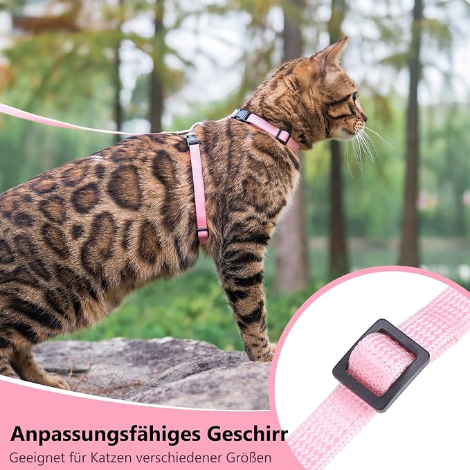 PUPTECK Adjustable Cat Harness and Leash Set Escape Proof Kitten Strap Collar - Image 5