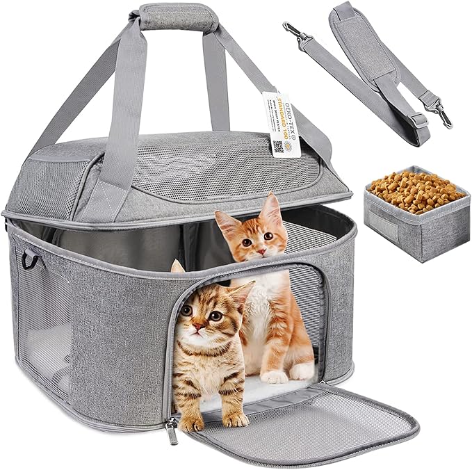 Large Cat Carrier for 2 Cats, Soft Side Pet Carrier for Cats Small Dog by Bejibear