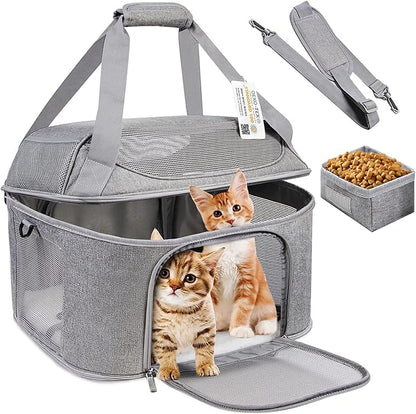 Large Cat Carrier for 2 Cats, Soft Side Pet Carrier for Cats Small Dog by Bejibear